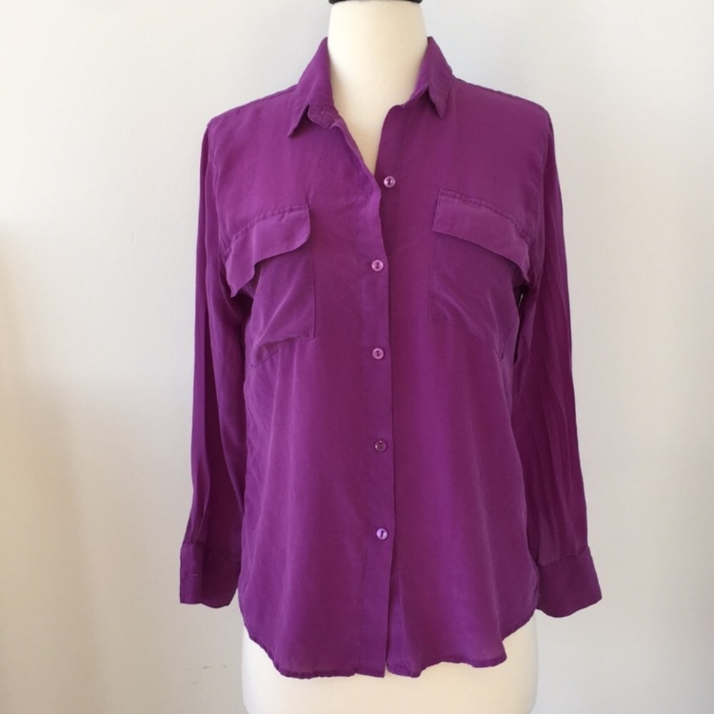 Super cute 100% silk designer blouse shirt top xs